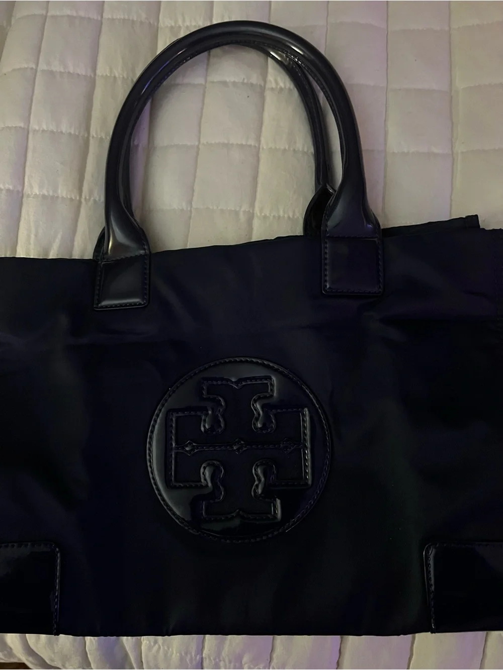Tory Burch Navy SMALL ELLA TOTE BAG